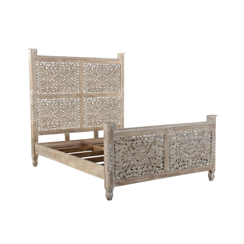 Harleen Solid Wood Piece Bedroom Set, Queen, Limestone Beige