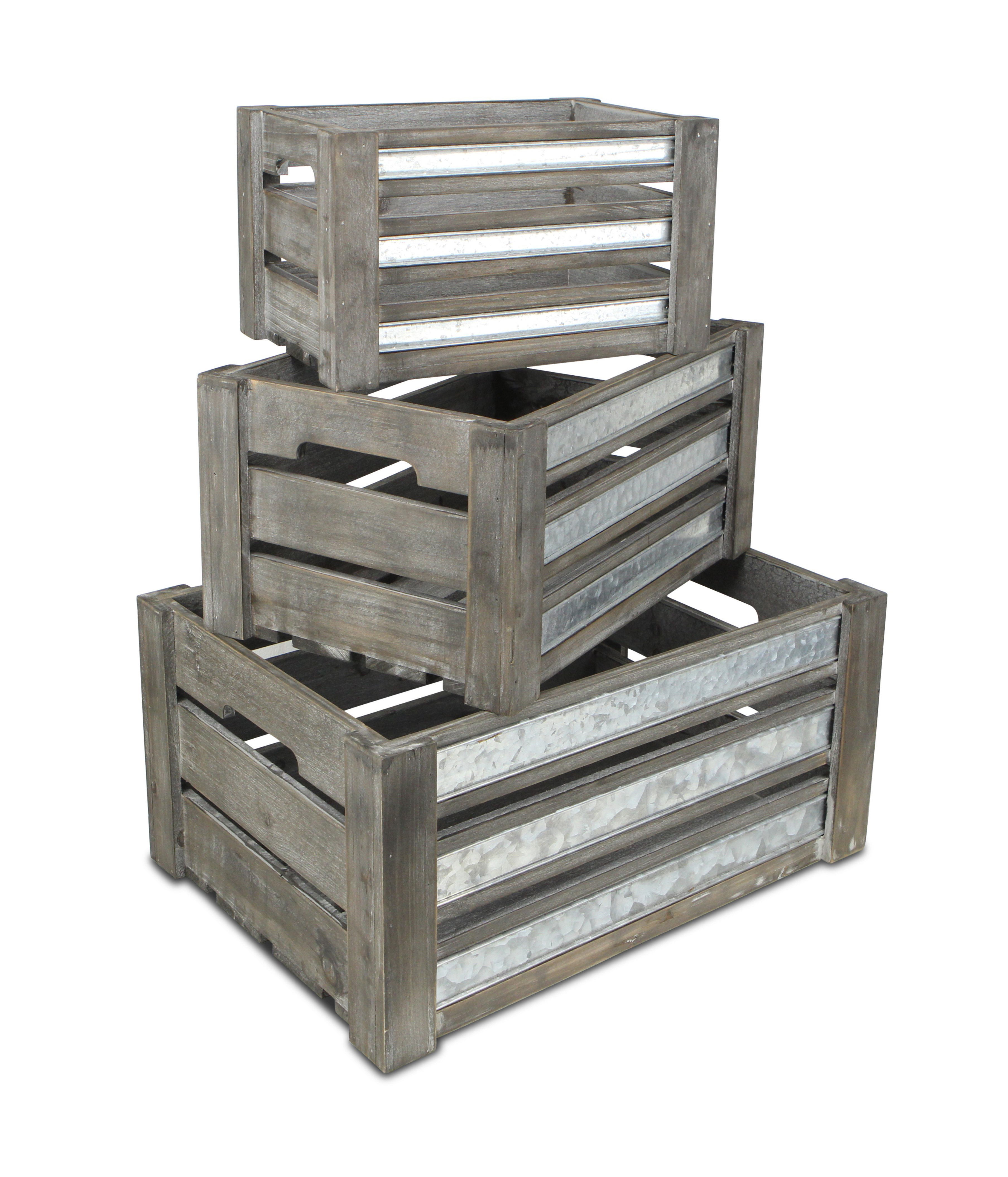 Millwood Pines 3 Piece Wooden Crate Set & Reviews | Wayfair