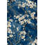 Papier peint floral, décoration murale or bleu