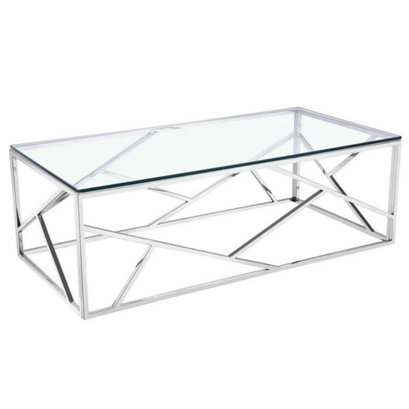 Table basse Laith, H 15,7 po x L 47 po x l 23,6 po, Argent