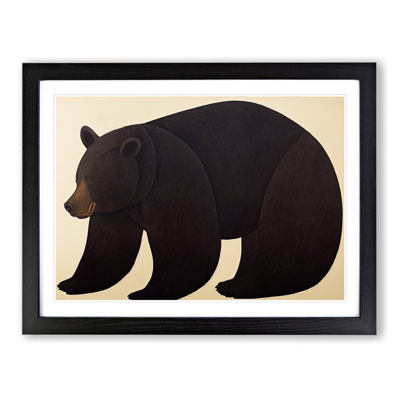 Iconic Bear - Single Picture Frame Print, Black, 46cm H x 64cm W x 2cm D