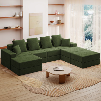 Ensemble de salon modulaire en velours avec canapé-lit 128 po