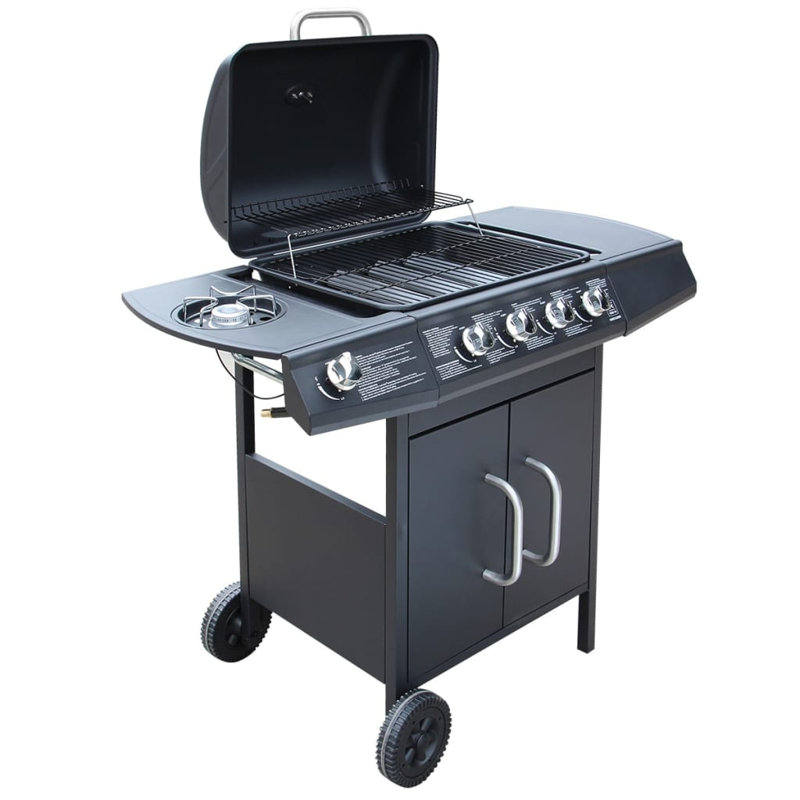 Gas Barbecue Grill 4+1 Cooking Zone, Black