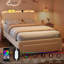  Structure de lit simple tapissier en velours avec tête de lit et tiroirs de rangement, structure de lit plateforme princesse avec station de charge et DEL, aucun sommier nécessaire, beige