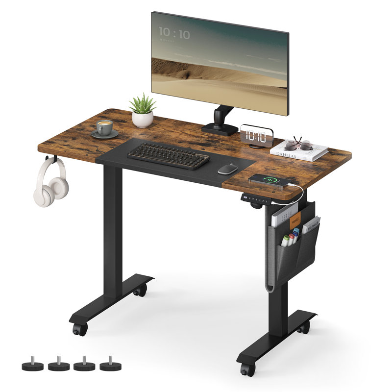 Aiyannah Height Adjustable Rectangle Accent, Rustic Brown/Black, 72cm H x 120cm W x 60cm D