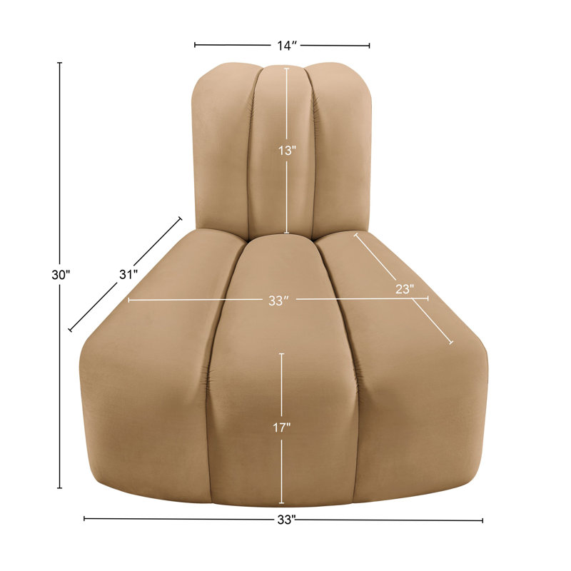 Chaise d'appoint rembourrée Ishna, Velours brun clair