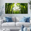 Ensemble de 3 tableaux sur toile tendue représentant une forêt de bambous et des fleurs de lotus blanches-1705524510
