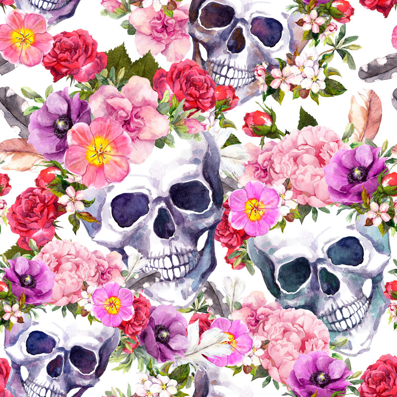 Human Skulls by Zzorik - Wrapped Canvas Print, 51cm H x 51cm W x 3.8cm D