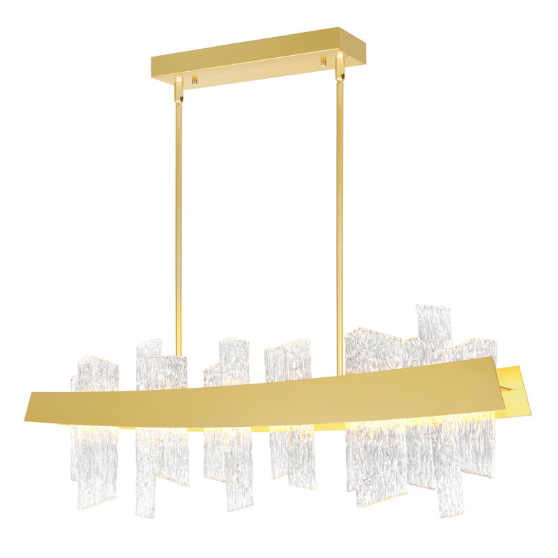 Hildagarde Dimmable LED Kitchen Island Linear Chandelier, Satin Gold