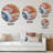 Peach Orange Aqua Symphony Wall Clock-93383096