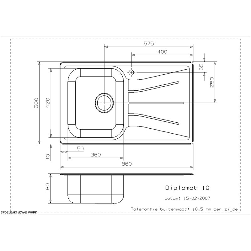 86cm x 50cm Single Bowl Kitchen Sink with Taps