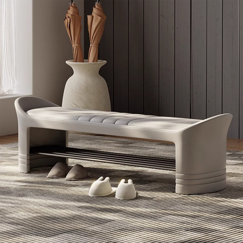 Banc de rangement rembourré pour chaussures, Beige