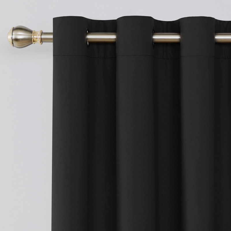Onella Blackout Curtain Pair, 52'' W x 63'' L, Black
