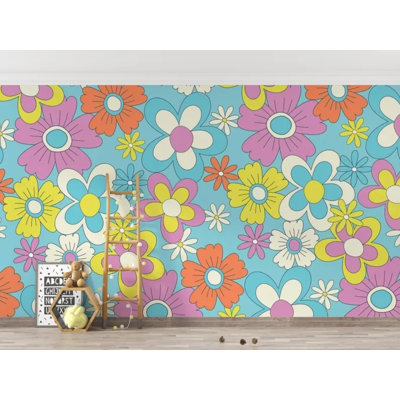 Retro Flower Wallpaper – Colorful 70S Floral Pattern