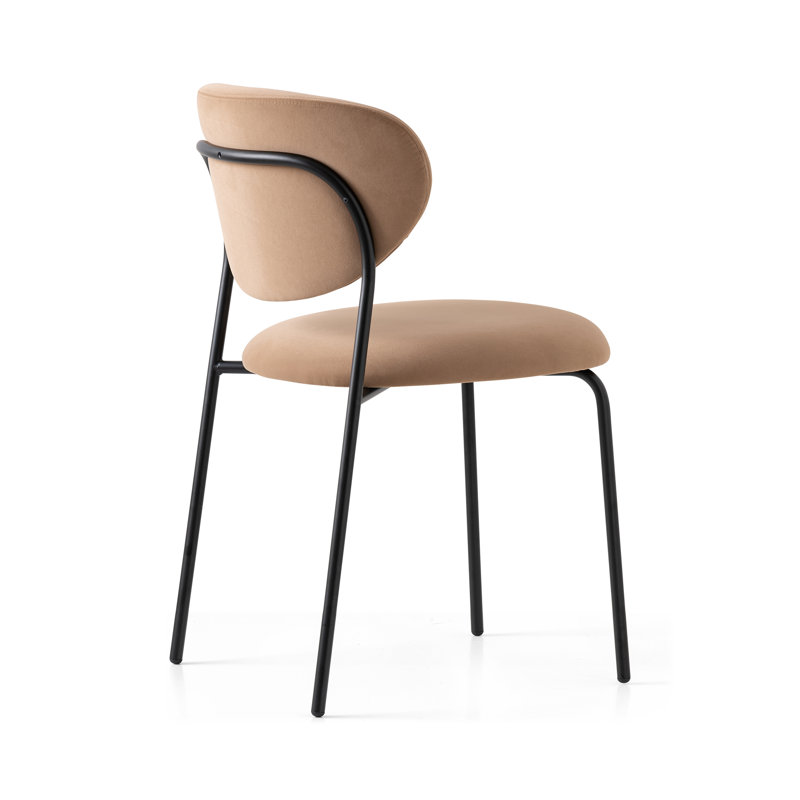 Cozy Upholstered Chair with Metal Frame, Taupe, Matt Black