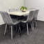 Grey Dining Table with Hairpin Legs & 6 Velvet Chairs (75cm)-1446669444-1446669447