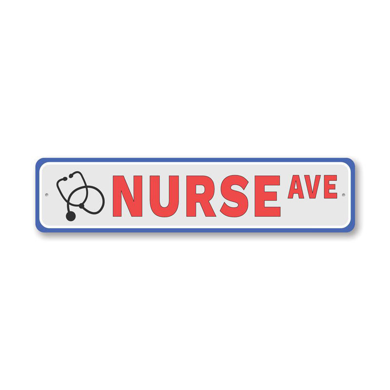 Plaque en aluminium Nurse Street, H 6 po x l 24 po x P 0,06 po