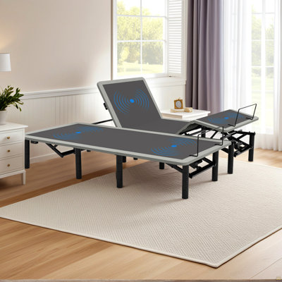 Cadre de lit réglable avec tête de massage et pied incliné, télécommande sans fil pour très grand lit, deux types de ports USB