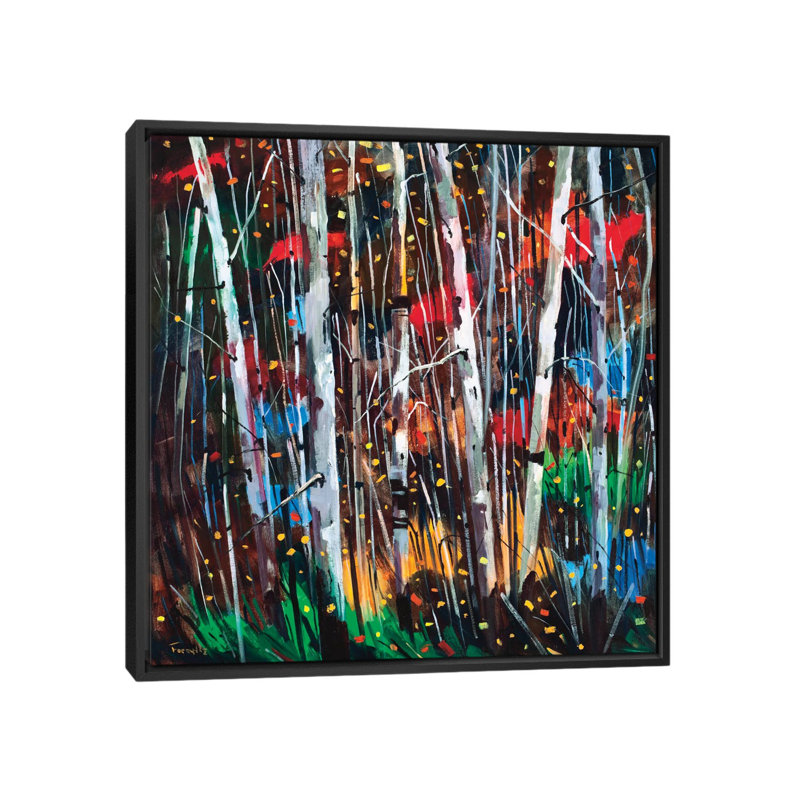 «Autumn Fireworks», reproduction d'art sur toile tendue, H 18 po x l 18 po x P 1,5 po, Toile encadrée noire, Pas de tapis