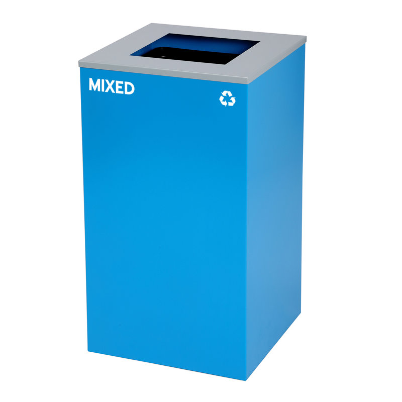 Bac de recyclage en acier mélangé 29 gallons avec couvercle carré Alpine Industries
