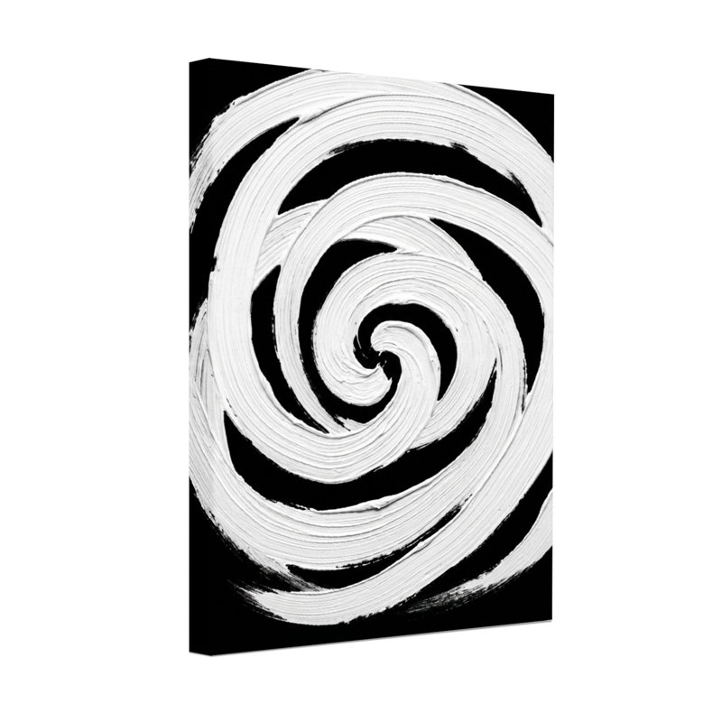 Motif abstrait en spirale noir et blanc, H 18 po x l 12 po