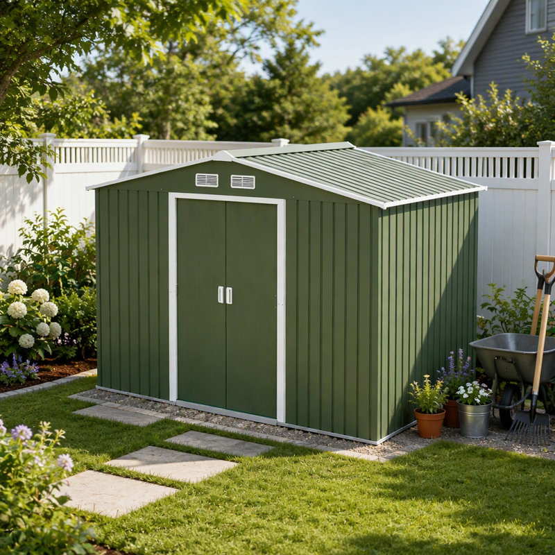 Remise en métal durable avec rangement spacieux pour les outils et l'équipement de jardin, résistante aux intempéries et facile à assembler