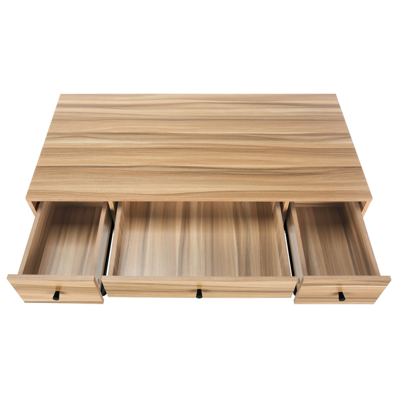 Bureau d'ordinateur personnel avec rangement, 48 po, stratifié brun, métal noir, style transitionnel, tiroirs de rangement, moderne