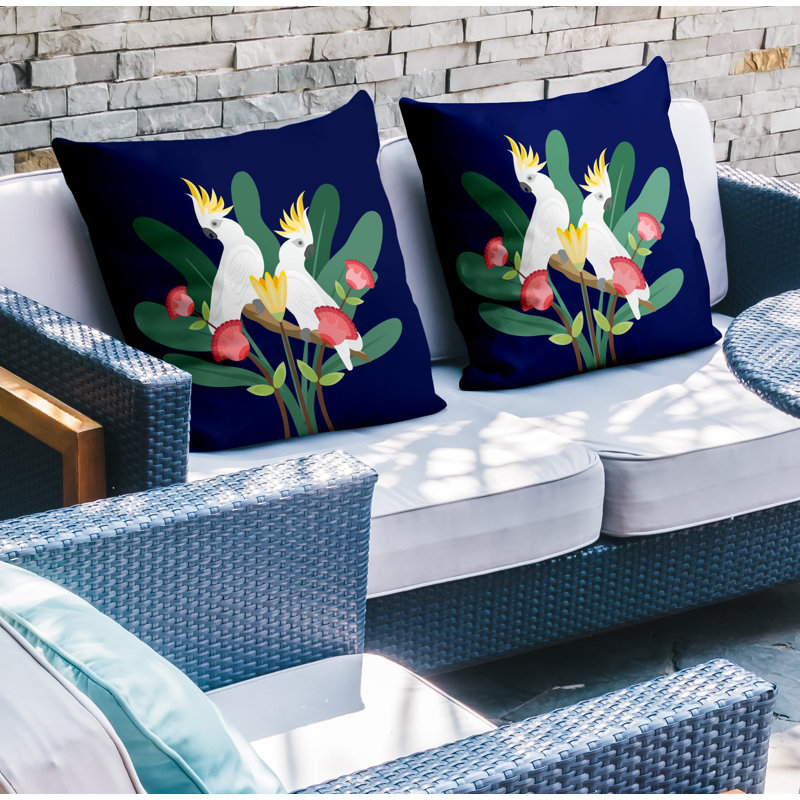 Oreiller carré intérieur / extérieur Kookoo, L 15 po x H 15 po, Bleu marine