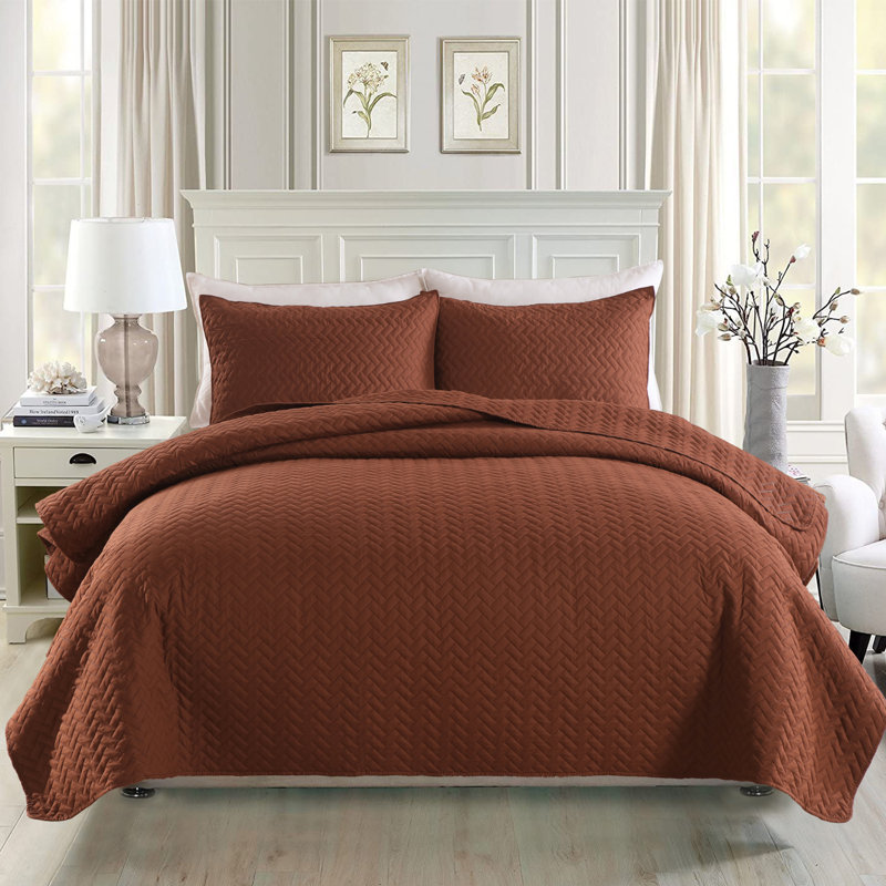 Ensemble de courtepointe réversible en microfibre 3 pièces , Courtepointe très grand + 2 très grandes taies d, Bisque mocha