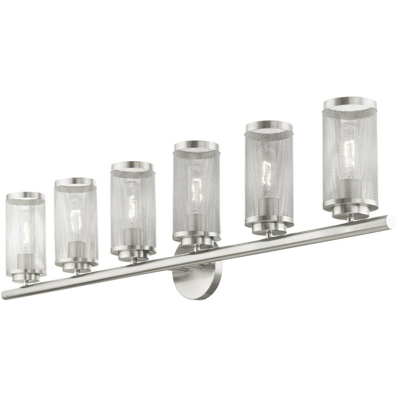Industro Sleek 6-Light Brushed Nickel Vanity Sconce with Stainless Steel Mesh Shade