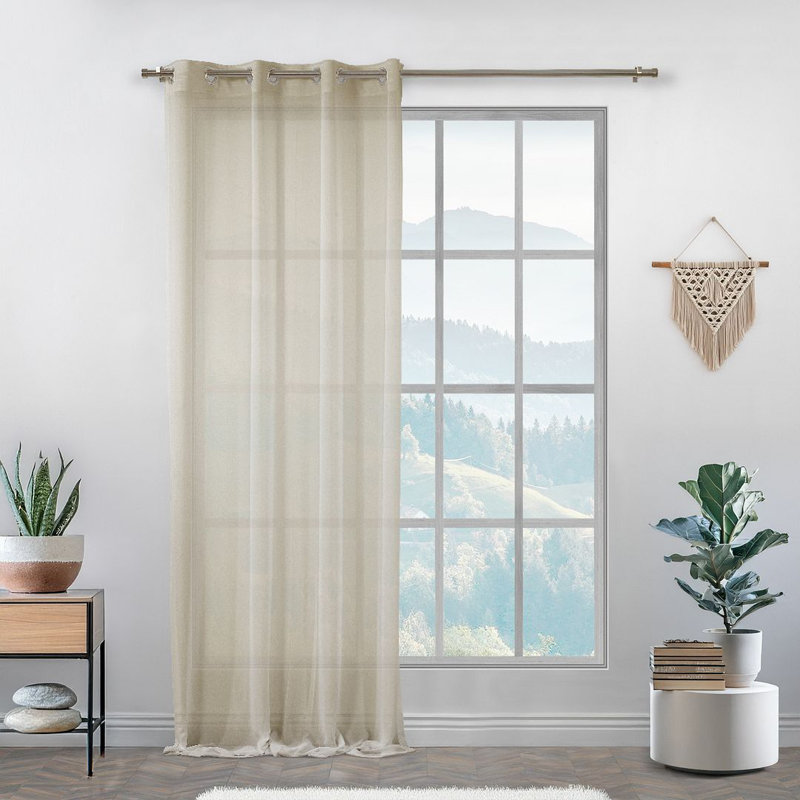 Panneau simple extra long et extra large en faux crépon Chifon, Beige, 100" W x 168" L