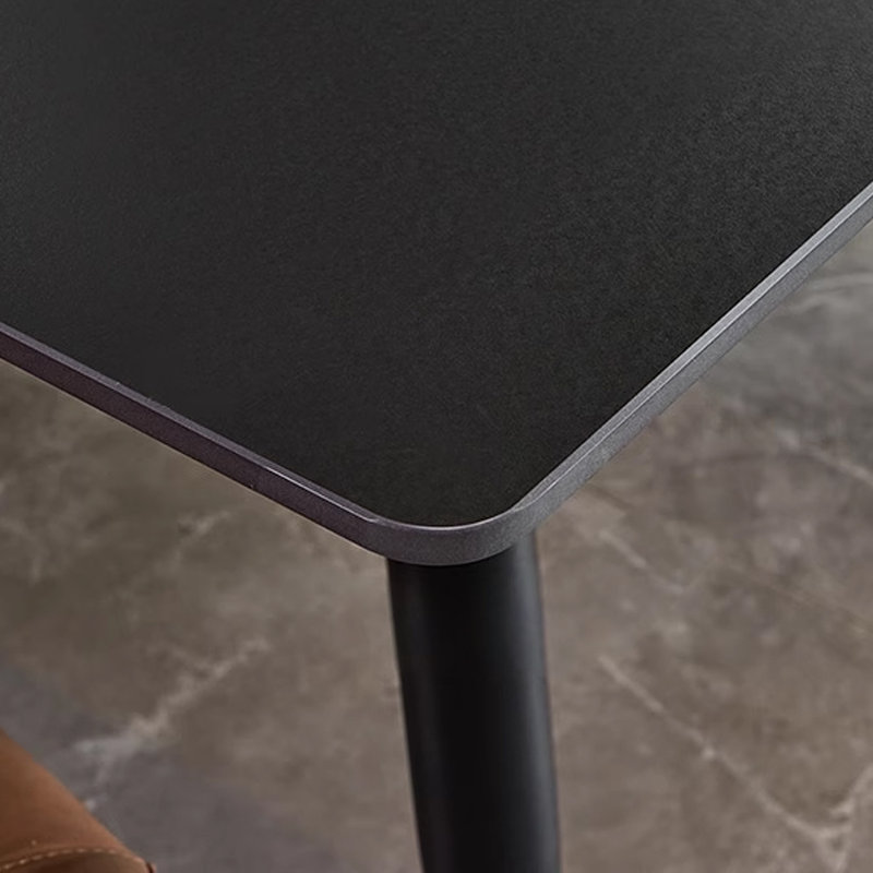 Table de salle à manger moderne en pierre noire minimaliste moderne, H 29,53 po x L 70,87 po x l 31,5 po 