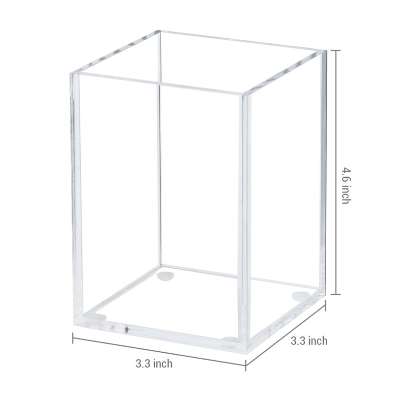 3-Piece Acrylic Desktop Pen Holder, Transparent Rectangular Storage Box