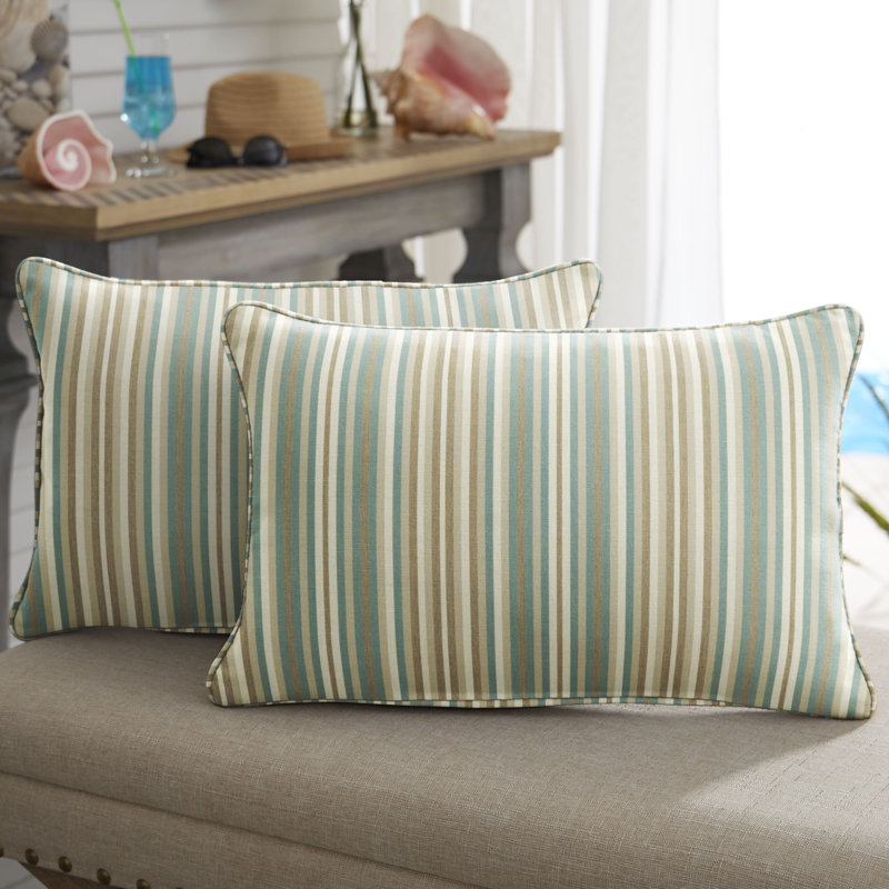 Zoa Striped Sunbrella® Outdoor Throw Pillow, 16"H x 26"W