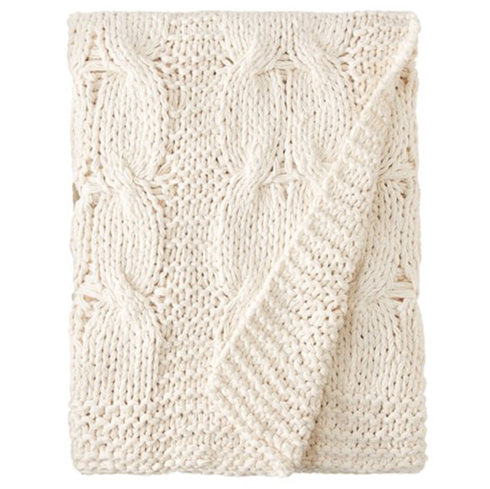 Wildomar Cotton Knit Throw Blanket, Natural