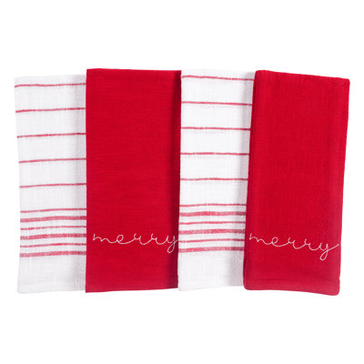 Ensemble de 4 essuie-tout S4 brodés rouge Monaco