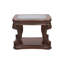Table de bout de style traditionnel au fini chêne foncé orné de détails sculptés avec plateau en verre de 5 mm et table basse avec pieds en cabriole - non inclus