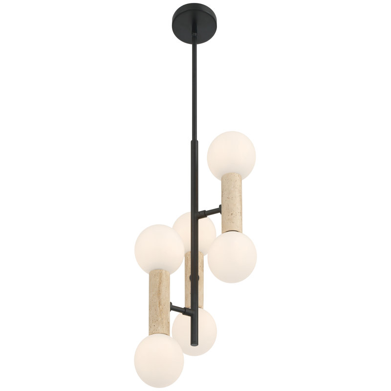 Stone 6 Light Pendant - Travertine Finish