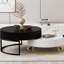 Tables basses gigognes modernes à plateau relevable avec 2 tiroirs blanc et noir-617466024