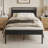 Industrial Metal Platform Bed Frame with Headboard and Iron Slat Support-574746315-574746313
