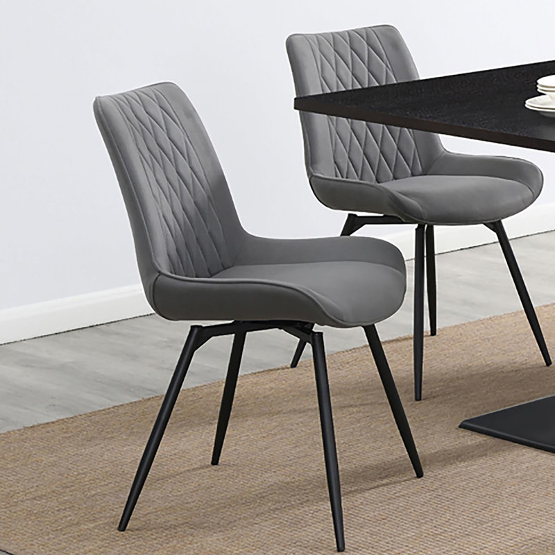 Ensemble de 2 chaises pivotantes grises capitonnées