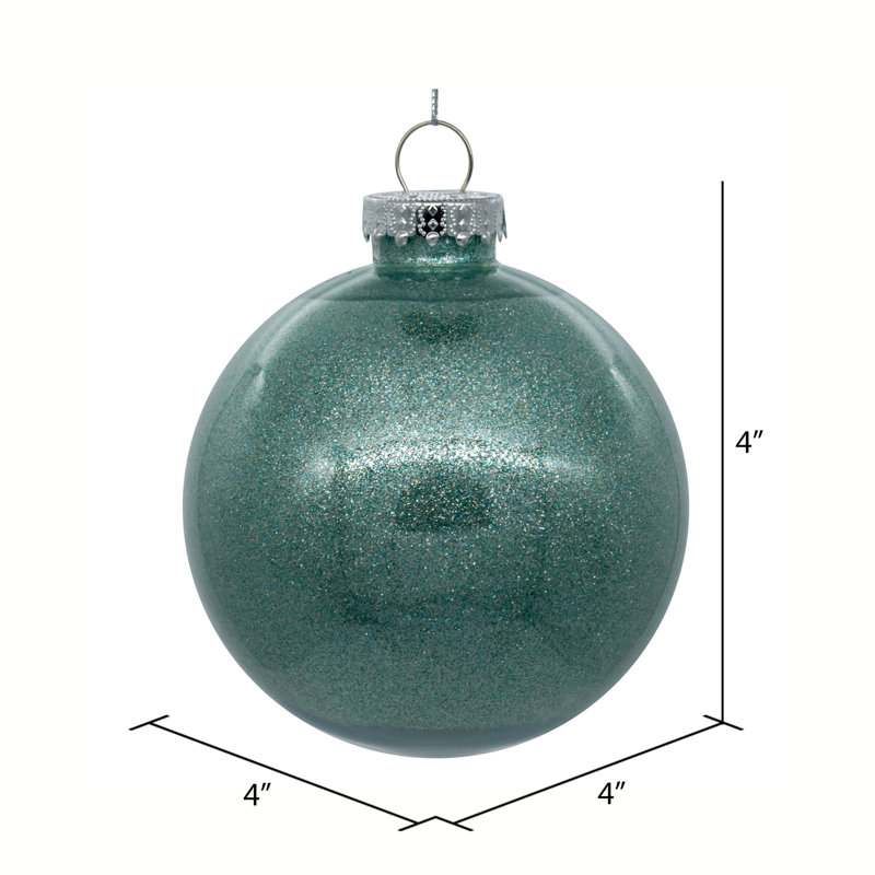 Ornement transparent avec intérieur scintillant, H 4,75 po x l 4,75 po, Menthe givrée, Ensemble de 4