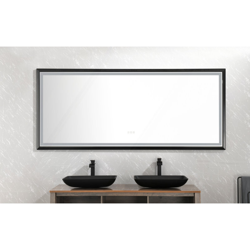 Miroir de salle de bain super lumineux avec lumières, miroir de salle de bain mural avec miroir en métal et miroir à DEL à intensité variable
