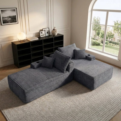 Modern 69" L-Shape Sectional Sofa with Double Chaise and Deep Seat, No Assembly Required