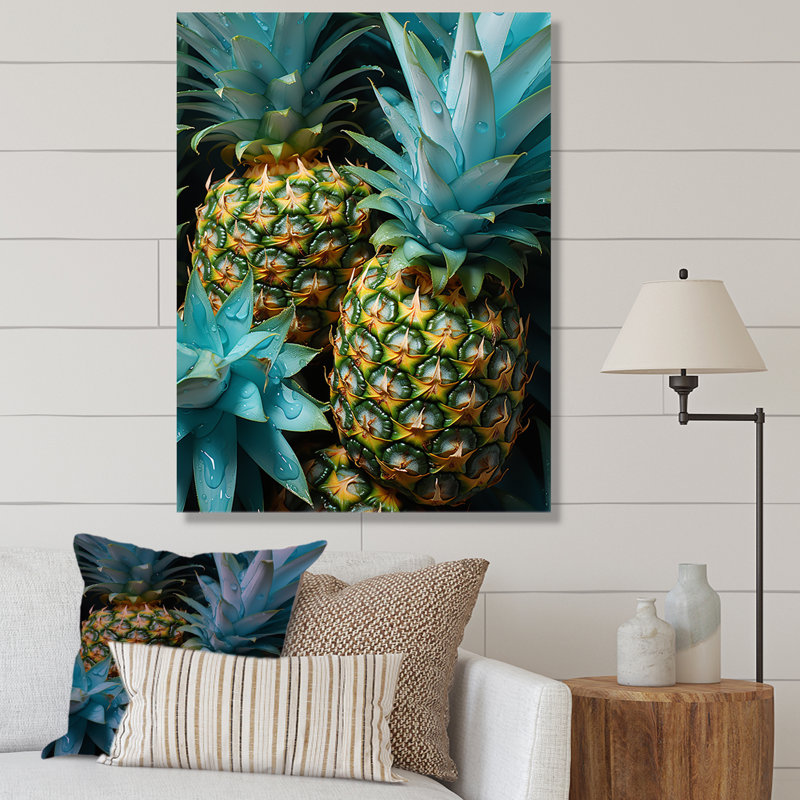 «Green Pineapple Paradise I», art mural ananas, Toile tendue, H 32 po x l 24 po x P 1 po