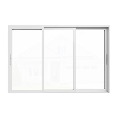 120"W x 80“H Sliding Patio Door Triple Track Design With Silver Hardware Kit, Clear Glass
