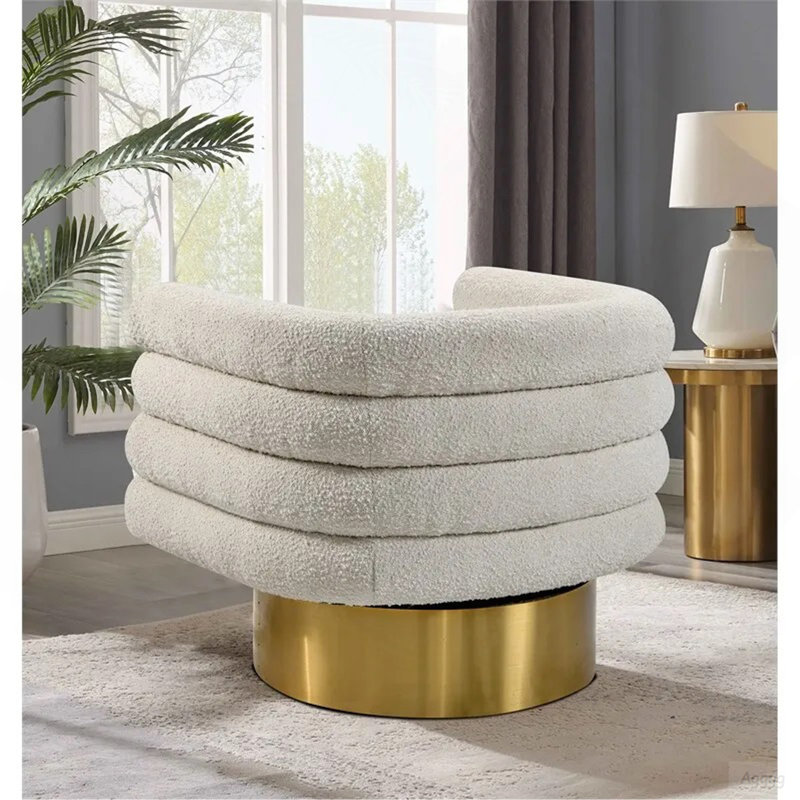 Fauteuil d'appoint pivotant en tissu Modern, Crème