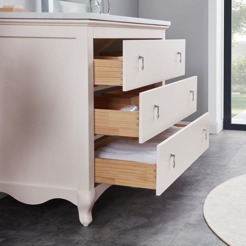 42" Solid Wood Sink Vanity  With 1' Artificial Stone Top, Dreamy White
