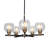 Geona 5-Light Dimmable Globe Chandelier Black Rods