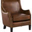 Fauteuil de détente en cuir brun et revêtement de grain supérieur simple